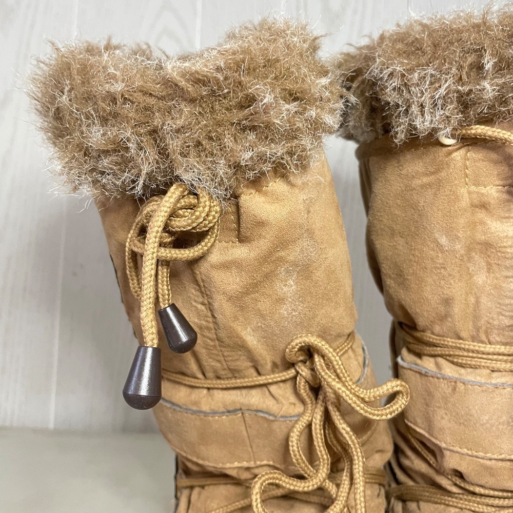 DC Chalet Women's Winter Snow Boots Brown Suede Faux Fur Y2K Lace Up Size 6 Rare - Picture 3 of 16